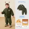 [Retenção de Calor por Infravermelho Distante] Conjunto de Inverno Quente Acolchoado Infantil, Roupa de Inverno Espessa para Meninas e Meninos, Jaqueta de Algodão Vermelha para Bebê