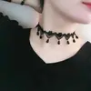 Accesorios Temáticos Oscuros para Adultos, Gargantilla de Encaje Negro, Joyería de Cristal, Cadena para Clavícula Hecha a Mano, Collar Peculiar para Cosplay