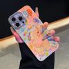 Pintura al Óleo Luz Azul Dibujos Animados Animal Pequeño Aplicable Funda para Teléfono Apple 16promax iPhone15 Lindo 13 Diamante Brillante 14