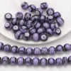 Novas Contas de Luz com Padrão de Tinta de 8mm Contas Redondas Furo Médio Contas de Vidro Lisas Acessórios para Joias Pulseiras Brincos