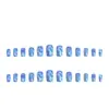 Novo Estilo Europeu e Americano Gradiente de Ondas Azuis Simples Moda Estilo Ins 24 Peças Nail Art Unhas Postiças Atacado