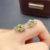 Pendientes de Peridoto Natural Transfronterizos de Amazon Plata S925 Piedra Principal 6*6 Joyería de Lujo Ventas Directas de Fábrica