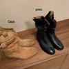 Botas Empilhadas Estilo Mi Mi Bao Da 2026 Outono Novo Modelo Couro Completo por Dentro e por Fora Estilo Europeu e Americano Botas Curtas com Dedos Divididos e Solas Grossas