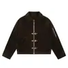 Chaqueta Corta de Empalme Desestructurada con Hebilla de Avión para Hombres y Mujeres en Otoño e Invierno Chaqueta de Ante Vintage Desgastada Retro Tendencia Ins