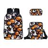 2024 Cross-border New Halloween Ghost Student Schoolbag Poliéster Single Layer Pencil Case Square Satchel Schoolbag Conjunto de três peças