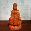 Escultura em Madeira de Ébano do Buda Shakyamuni, uma Estátua Sólida de Madeira dos Três Mestres Preciosos para Adoração em Casa