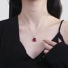 Collar transfronterizo S925 de plata esterlina de cuerpo completo para mujer, con diseño de diamantes engastados, colgante de rubí nano verde de 6 quilates