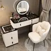 Nova penteadeira de luxo estilo nórdico para o quarto, armário de gavetas inteligente multifuncional minimalista moderno com mesa de maquiagem integrada