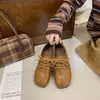 Zapatos planos para mujer de 3 cm de altura, de piel de cerdo, con cordones, punta redonda, diseño de punta dividida, estilo nuevo, preppy y retro, versátiles