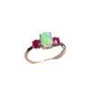 Anillo Popular de Ópalo Blanco Natural al por Mayor de Fábrica Plata S925 Incrustado Piedra Principal 5*7 Joyería de Lujo Venta Directa de Fábrica