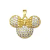 [Oro Real de Cobre] Oso con Lazo Comercio Exterior Transfronterizo DIY Joyería Hecha a Mano Cobre Zirconio Microincrustado Accesorios de Colgante
