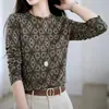 Camiseta estampada de cuello redondo y manga larga, moderna y a la moda, para primavera/otoño, un top básico juvenil y elegante para mamás