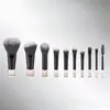 Kit de Pincéis de Maquiagem Mini com 10 Peças, Cabo Curto de Cristal, Conjunto Completo Portátil de Pincéis para Sombra e Blush, Direto da Fábrica