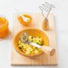 Prensa de puré de patatas de acero inoxidable con mango de madera de pie creativo, puré de patatas machacadas manual japonés, puré de comida complementaria para bebés