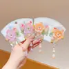 Tocados Hanfu para Niños Pasador Antiguo Flor de Vestido Antiguo Pasador con Borla Niña Estilo Chino Para Caminar Moda Nacional Accesorios para el Cabello