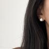 Pendientes de botón con cuentas redondas esmeriladas cepilladas de plata esterlina S925 para mujer, con personalidad minimalista, ligeros, de lujo, estilo frío, con bolas redondas, pendientes de nicho
