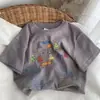 Camiseta de manga corta estampada activa coreana súper suave para bebé, nueva para el verano, para niños y niñas