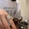 Anillo Minimalista Redondo de Perlas Japonés y Coreano para Mujer, Estilo Europeo y Americano, Geométrico, Estilo Fresco, Ajustable, Anillo de Dedo Índice Transfronterizo de Moda