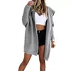 Comercio exterior Amazon europeo y americano nuevo color liso casual otoño e invierno holgado con capucha de punto 2023 suéter abrigo de longitud media