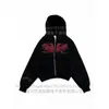 Sudadera con capucha y cremallera Estampado de Águila de Doble Cabeza Oscura Y2K Sudadera Vintage Holgada Sudadera con Capucha Chaqueta de Manga Larga