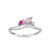 Anillo de Plata de Ley S925 Nuevo Rosa Dulce Forma de Oliva Geométrico con Circonita para Mujer Moda Elegante Diseño Anillo para Dedo Índice