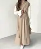 Novo Vestido Coreano e Japonês Rakuten Pedidos Estrangeiros Outono e Inverno Mais Vendido Manga Longa Falso Duas Peças Costurado Vestido Saia Longa