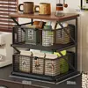 Estante de almacenamiento de escritorio, soporte para cafetera de encimera, estante de almacenamiento en capas tipo cajón, estante de almacenamiento de bocadillos y portavasos