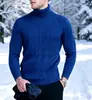 Suéter de Tricô Masculino, Estilo Europeu e Americano, Outono e Inverno, Gola Alta, Suéter de Tricô Trançado Moderno, Pulôver Tamanho Grande, Suéter Camada Base