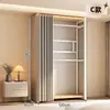 Armario de estilo abierto para uso doméstico en el dormitorio, closet con estructura metálica, armario de acero, nuevo modelo 2025 para viviendas de alquiler
