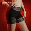 Ropa Interior Sexy Qinghe 80D Terciopelo Rosa Encaje Boxer Briefs de Cintura Alta Sin Costuras Talla Grande Sin Entrepierna Medias Calzones
