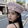 Gorra Azul Marino Bordada Europea y Americana Cosplay Uniforme de Policía Femenino Sombrero de Otoño e Invierno para Actuación Circunferencia de Cabeza Grande Sombrero de Marinero Japonés para Mujer
