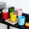 Portalápices de Hierro, Cubo de Almacenamiento de Papelería de Escritorio de Gran Capacidad para Estudiantes, Cubo Decorativo de Hierro de Colores para Brochas de Maquillaje en Casa