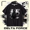 Camiseta de manga corta de algodón puro Weilong para niños y estudiantes, mercancía del juego Delta Force, top de verano holgado