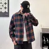 Camisa de hombre a cuadros retro americana de manga larga, camisa de manga larga holgada otoño 2026, chaqueta juvenil de pareja estilo japonés ins