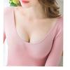 Benmingnian Roupas Vermelhas Grandes de Outono Usar Roupa Íntima Térmica de Gola Baixa Outono e Inverno Manga Longa Slim-fit Versátil Camiseta Básica Slim-fit Feminina