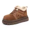 Zapatos de Felpa con Cabeza Grande y Corta del Clan Yue para Mujer, Nuevos de Invierno, Botas de Nieve, Zapatos de Algodón con Cordones, Zapatos Peludos, Zapatos Casuales