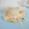 Sombrero de Paja Estilo Francés Ondulado para el Sol para Mujeres al Aire Libre en Verano, de Alta Gama, Ala Ancha, Lazo de Encaje, Protección Solar
