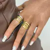 Anillos con un Toque de Lujo de Nicho, Acero Inoxidable, Lujo Ligero, Diseño de Línea Geométrica, Diseño Abierto Ajustable, Venta al por Mayor Transfronteriza