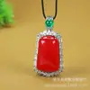 Pingente de Jade Gelo Natural de Alta Qualidade, Colar com Pingente de Paz na Cor Esmeralda, Pingente Elegante Feminino, Presente de Noite