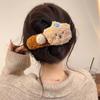 Clip de Pico de Pato con Flor Grande de Lana para Otoño e Invierno Pinza para el Cabello Clip para la Parte Posterior de la Cabeza Clip de Resorte para el Cabello Pinza de Tiburón para Media Recogida