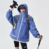 Jaqueta com capuz color block nova para primavera e outono para homens e mulheres, marca trendy ins, jaqueta dopamina estilosa e versátil para adolescentes