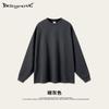 Camiseta Larga Holgada de Manga Larga Color Macarrón Liso Cuello Redondo Estilo Americano Trendy Desgastada Lavada Oversize para Hombre Otoño 2025