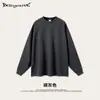 Bm Customização 2025 Outono Marca Americana Tendência Lavada Desgastada Oversize Gola Redonda Solta Manga Longa Camiseta para Homens