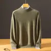 Bai Cai Rong Nueva Colección Otoño/Invierno 2026: Suéter de Cachemira para Hombre, Cuello Redondo, Casual de Negocios, Color Sólido, Top de Manga Larga