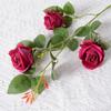Rosa artificial 3 cabeças pequena rosa de flanela Dia dos Namorados casamento decoração de casa artificial artificial flor transfronteiriça