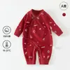 Roupas de Bebê Macacão para Recém-Nascido Primavera e Outono Algodão Puro Vermelho para Ano Novo Bebê Pequeno Classe de Mês Completo Macacão Estilo Monge