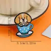 Patch Bordado de Cachorro em Xícara de Chá Desenho Animado, Patch Bordado Fofo, Patch Autoadesivo para Passar a Ferro, Decoração de Fita, Acessórios de Bordado
