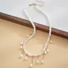 Muestra Personalizada Moda Collar de Perlas Cadena para Clavícula de Mujer Borla Celebridad de Internet Elegante Súper Hada Diseño Simple Cadena para el Cuello