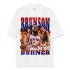 Camiseta Manga Curta Estampada Brunson JB Retro Americana Tendência Transfronteiriça Lavada Velha Manga Longa Solta Moletom com Capuz para Homens