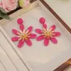 Pendientes Exagerados de Rafia Tejida Hueca con Flor Colorida, Estilo Europeo y Americano, Nuevo Modelo Transfronterizo, Estilo Vacaciones en la Playa, Accesorios Únicos para Orejas